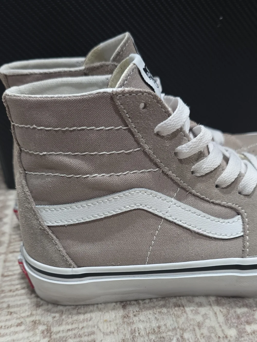 Vans Sk8-Hi Suede High-Top Sneakers Taupe & White, Mens 6 Womens 7.5 Barely Used